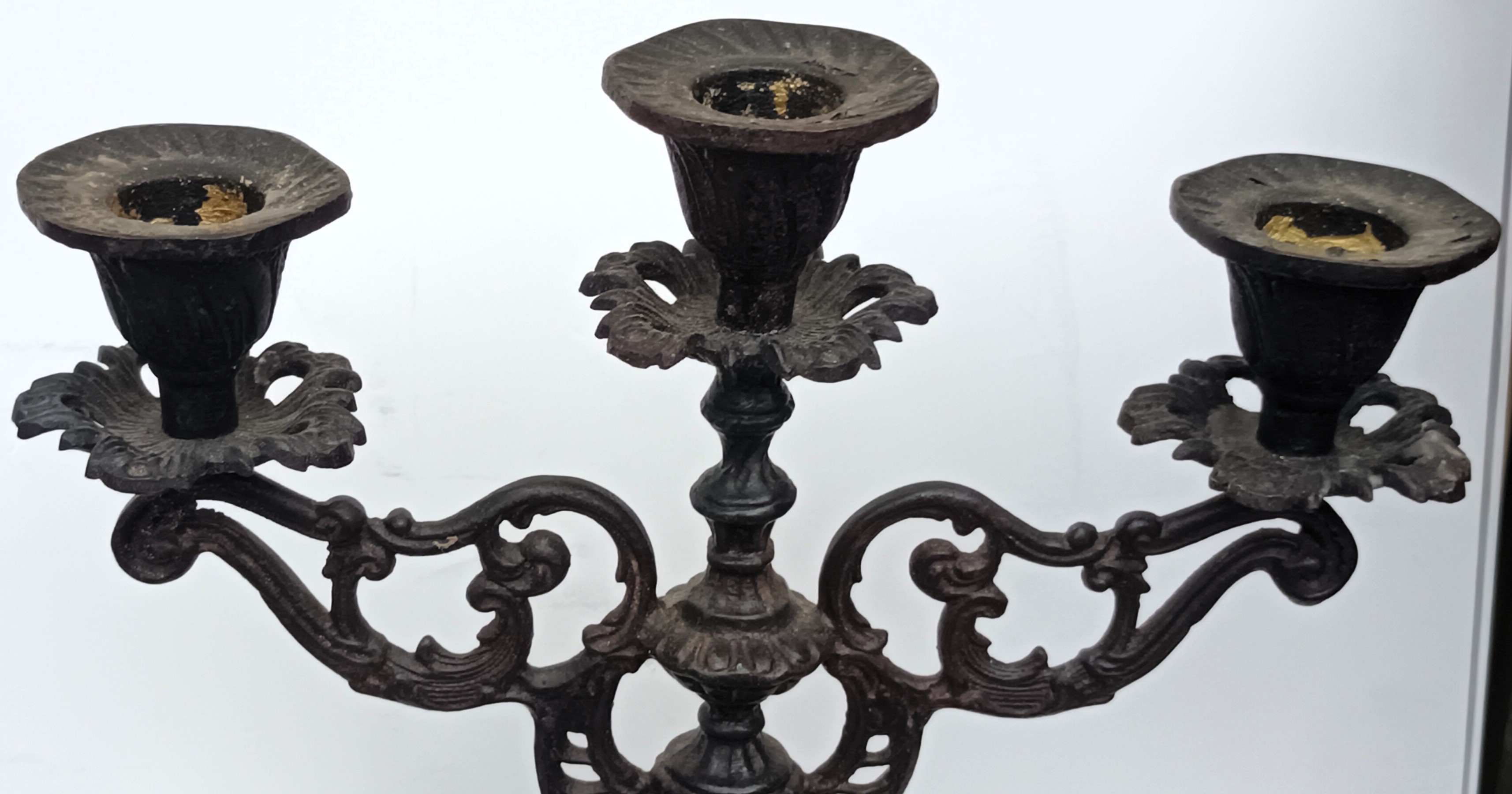 Antique English Victorian Cast Iron Candelabra - Image 6